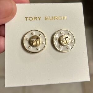 Tory Burch white/gold earrings